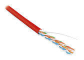 Кабель витая пара неэкран. U/UTP категория 5e 4 пары (24 AWG) одножильный (solid) LSZH красный - артикул 273511