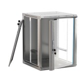 Шкаф настенный 19-дюймовый (19"), 4U, 278x600х450мм, стеклянная дверь с перфорацией по бокам, серый (разобранный) | 451984 | Hyperline - артикул 451984