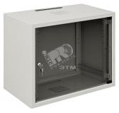 Шкаф настенный 19 дюймовый SJ2 15U 737x600х600 с стеклянной дверью серый сбранный (WZ-3715-01-04-011) - артикул WZ-3715-01-04-011