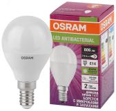 Лампа светодиодная LED Antibacterial Шарообразная 7,5Вт (замена 75 Вт), 806Лм, 4000 К, цоколь E14 OSRAM (4058075561670) - артикул 4058075561670