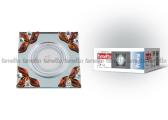 DLS-P109 GU5.3 CHROME/CLEAR+TEA Светильник декоративный встраиваемый, серия Peonia. Квадратный. Без лампы, цоколь GU5.3. Металл/стекло. Хром/прозрачный+коричневый. ТМ Fametto (DLS-P109-2001) - артикул DLS-P109-2001