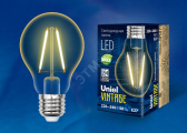 Лампа светодиодная декоративная LED 4вт 220-240В форма А 300Лм Е27 2250К золотая колба Uniel Vintage (UL-00000849) - артикул UL-00000849