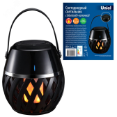 Светодиодный светильник ULD-R201 LED/FLAME BLACK  с bluetooth колонкой 75db. Эффект пламени. Встроенный аккумулятор 1800mAh. Черный. ТМ Uniel - артикул UL-00006768