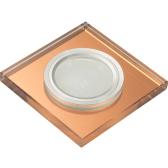 DLS-L107 GU5.3 CHROME/BRONZE Светильник декоративный встраиваемый, серия Luciole. Квадратный. Без лампы, цоколь GU5.3. Доп. светодиодная подсветка 3Вт. Металл/стекло. Хром/бронза. ТМ Fametto (DLS-L107-2001) - артикул DLS-L107-2001