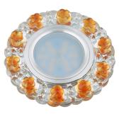 DLS-L129 GU5.3 CHROME/GOLD Светильник декоративный встраиваемый, серия Luciole. Без лампы, цоколь GU5.3. Доп. светодиодная подсветка 3Вт. Металл/стекло. Хром/матовый+золото. ТМ Fametto (DLS-L129-2002) - артикул DLS-L129-2002