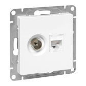 Механизм розетки TV+RJ45 (cat5) белый Эпика EKF - артикул UP1-SOW-TV+RJ