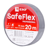 Изолента ПВХ серо-стальная 19мм 20м серии SafeFlex - EKF, артикул plc-iz-sf-st