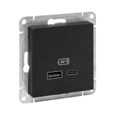 Механизм розетки USB-A+С, чёрный Эпика EKF - артикул UP1-SOB-USBA+USBC