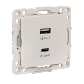 Стокгольм Механизм Розетки с 2USB type-A + type-C белый - артикул EYR-2USB-type-C