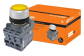 Кнопка с фиксацией MP2-21Y(LED) в сборе d22мм/24В 1з+1р желтая | SQ0747-0027 | TDM - артикул SQ0747-0027