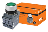 Кнопка с фиксацией MP2-21G(LED) в сборе d22мм/24В 1з+1р зеленая | SQ0747-0026 | TDM - артикул SQ0747-0026