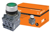 Кнопка MP1-21G(LED) в сборе d22мм/24В 1з+1р зеленая | SQ0747-0018 | TDM - артикул SQ0747-0018