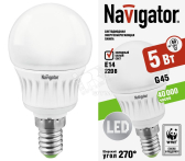 Лампа светодиодная LED 5вт Е14 белая (шар) (94131 NLL-G45) - артикул 94131 NLL-G45