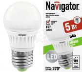Лампа светодиодная LED 5вт Е27 белая (шар) (94132 NLL-G45) - артикул 94132 NLL-G45