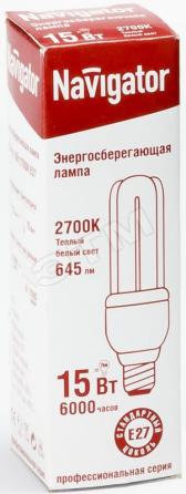 Лампа энергосберегающая КЛЛ 15/827 Е27 D38х124 3U (94412 NCLP-3U) - артикул 94412 NCLP-3U