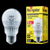 Лампа светодиодная LED 7вт Е27 теплый прозрачная шар (71855 NLL-G45) - артикул 71855 NLL-G45