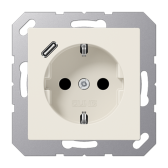 Розетка SCHUKO® с USB-зарядным устройством, тип С; термопласт; слоновая кость | A1520-18C | Jung - артикул A1520-18C