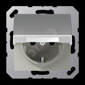 Штепсельная розетка SCHUKO 16A 250V алюминий с    крышкой - артикул A1520BFKLAL