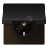 Штепсельная розетка SCHUKO одинарная, с заземлением, с откидной крышкой, 16A, 250В  (механизм + накладка, без рамки). Серия LS990  Материал- металл  Цвет- алюминий дарк - артикул AL1520KLD