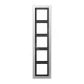 Рамка 5-я для горизонтальной/вертикальной установки  Серия- LS-Design  Материал- дуропласт  Цвет- алюминий - артикул ALD2985-L