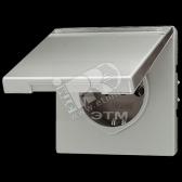 Розетка штепсельная SCHUKO 16A 250V с откидной крышкой и полем для надписи благородная сталь - артикул ES2520NAKL
