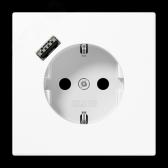 Розетка SCHUKO с USB-зарядным устройством, тип A, термопласт, белый (LS1520-18AWW) - артикул LS1520-18AWW