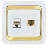 Mimoza бел/зол розетка CAT5e + TF евро - артикул 12237