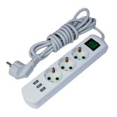 Удлинитель с/з 3 входа 3 метра с выключателем c USB-разъемом - артикул 721-0303-302U