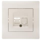 GUSI Bravo Розетка  компьютерная RJ45, одинарная, скрытая установка,  с  одноместной  рамкой С1010-001.  Цвет бежевый. - артикул С10К1-003-СБ