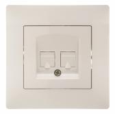 GUSI Bravo Розетка  компьютерная и телефонная (RJ45, RJ12), скрытая установка,    с  одноместной  рамкой С1010-001.  Цвет бежевый. - артикул С10КT-003-СБ