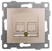 GUSI Bravo механизм розетки  компьютерной и телефонной (RJ45, RJ12), скрытая установка.  Цвет золото. (С10КТ-005) - артикул С10КТ-005