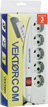 Фильтр сетевой VEKTOR LITE, 5 роз. б/з, 1,8м (черный) (4416) - артикул 4416