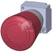 ROUND ACTUATOR EMERG. STOP TURN-TO-RESET, 40MM C TAMPER PROTECTION LATCHING,  C HOLDER, NOT ILLUMIN., METAL, RED SOLVENT-RESISTANT - артикул 3SB3500-1HA20-0PA0