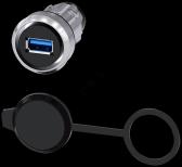 Разъем USB, 22 мм, глянцевый металл, цвет: серебристый - артикул 3SU1950-0GA80-0AA0