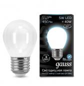 Лампа светодиодная филаментная Black Filament 5Вт шар 4100К E27 опал Gauss 105202205 - артикул 105202205