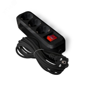 Удлинитель UNIVersal S-303 ПВС 3*1 3гн. с/з выкл 5м (еврослот) черный - артикул 2021