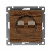 Розетка компьютерная двухместная UNIVersal серия Афина с/у, 1А, RJ45, венге (еврослот) - артикул A1086-V