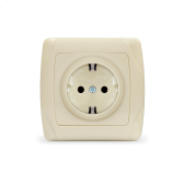 Маргарита розетка одноместная  с/з, с/у, 16А, 220В, сл.кость (ivory) (еврослот) - артикул М0028-I