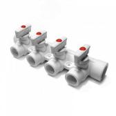 Коллектор 40x20 с 3 выходами, полипропиленовый PPR белый - артикул PA6714308P