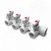 Коллектор 40x20 с 4 выходами, полипропиленовый PPR белый - артикул PA6714408P