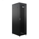 Шкаф напольный универсальный серверный NTSS R 22U 600х800мм, 4 профиля 19, двери перфорированная и сплошная металл, боковые стенки съемные, регулируемые опоры, разобранный, черный RAL 9005 (NTSS-R22U6080PD-BL) - NTSS, артикул NTSS-R22U6080PD-BL