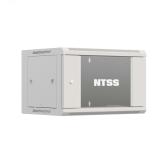 Шкаф настенный телекоммуникационный NTSS W 6U 600х450х370мм, 2 профиля 19, дверь стеклянная, боковые стенки съемные, задняя стенка, разобранный, серый RAL 7035 (NTSS-W6U6045GS) - артикул NTSS-W6U6045GS