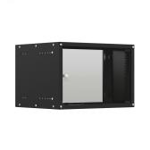 Шкаф настенный телекоммуникационный NTSS LIME 12U 550х450х635мм, 2 профиля 19, дверь стеклянная, боковые стенки несъемные, разобранный, черный RAL 9005 (NTSS-WL12U5545GS-BL) - артикул NTSS-WL12U5545GS-BL