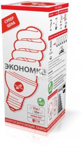 Лампа энергосберегающая КЛЛ 13/827 E14 D48х111 спираль ЭКОНОМКА - артикул LKsmSPC13wE1427eco