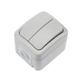 Выключатель двухклавишный Mini OG OG IP54, о/у, серый | KR-78-0833 | Kranz - артикул KR-78-0833