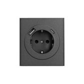 Розетка STRONG 1-ая с/з с/у з/ш 16А с USB A+C быстрой зарядки 5В/3А графит | KR-78-0704-6 | Kranz - артикул KR-78-0704-6