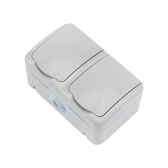 Блок горизонтальный 2 розетки Mini OG IP54 с заземлением, о/у, серый | KR-78-0806 | Kranz - артикул KR-78-0806