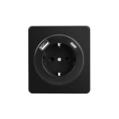 Розетка ROUND 1-ая с/з с/у з/ш 16А с USB A+C быстрой зарядки 5В/3А оникс KRANZ - Kranz, артикул KR-78-0704-3