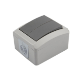 Выключатель двухклавишный INDUSTRIAL IP54, о/у, серый | KR-78-0609 | Kranz - артикул KR-78-0609