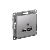 AtlasDesign Алюминий USB Розетка A + тип-C 45W высокоскоростной заряд QC PDмеханизм | ATN000329 | SE - артикул ATN000329